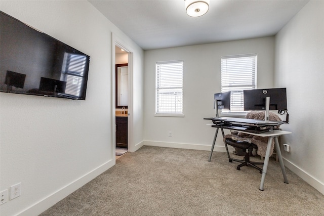 view of carpeted office