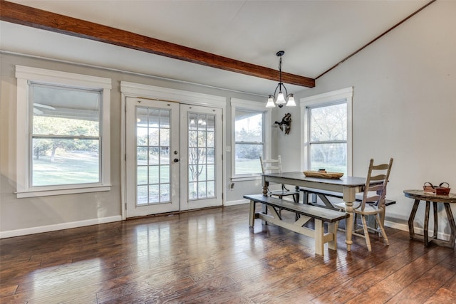 1347 Wild Rd, Van Alstyne, TX 75495 - dining area featuring french doors, dark wood-type flooring, and a chandelier