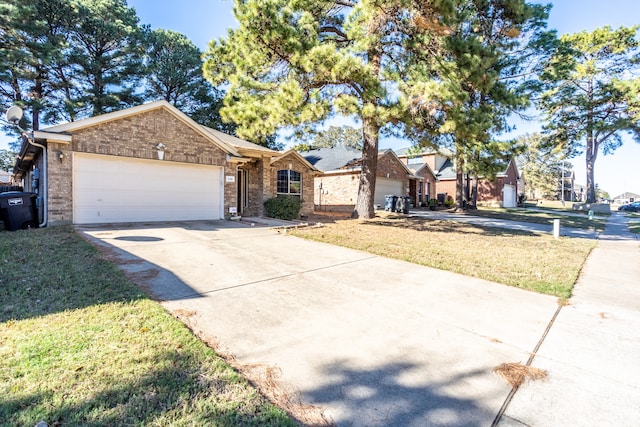 ranch-style house with a front lawn and a garage