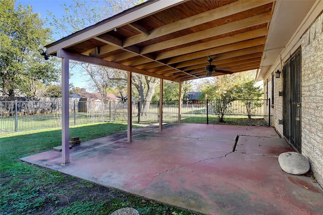 view of patio with ceiling fan