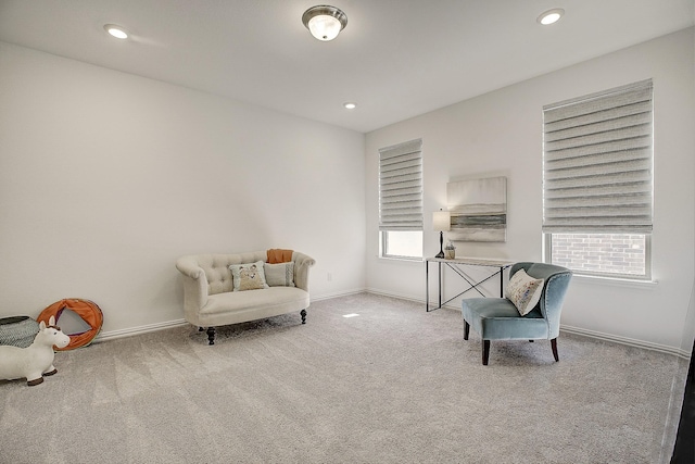 living area with carpet flooring and a healthy amount of sunlight