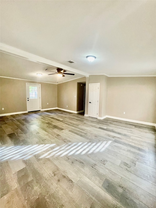 spare room featuring ceiling fan and wood-type flooring