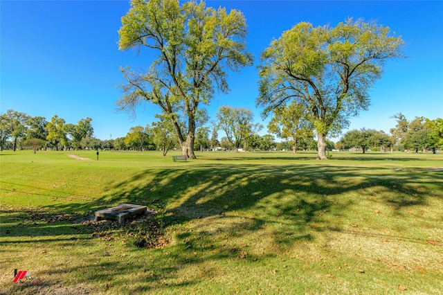 view of property's community with a lawn