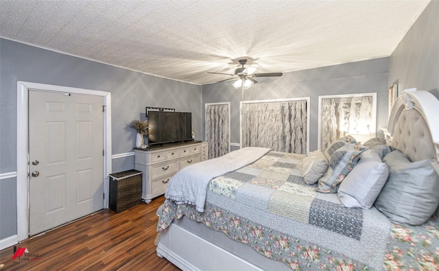 3756 Greenway Pl, Shreveport, LA 71105 - bedroom featuring dark wood-style floors and ceiling fan