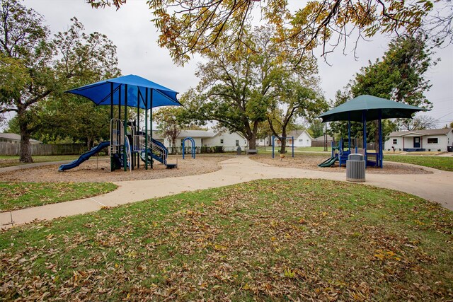 view of play area with a yard