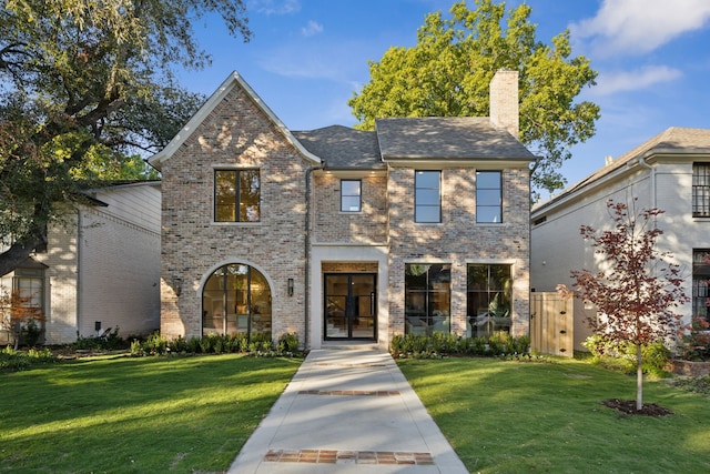 view of front of home with a front yard