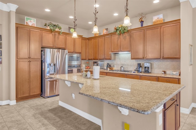 tiled dining space featuring ornamental molding and a notable chandelier