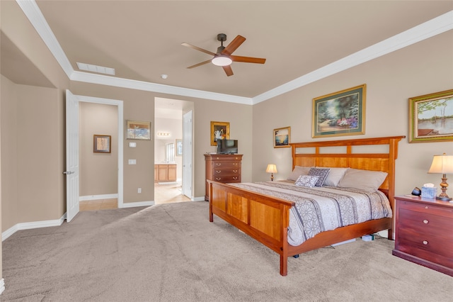 bathroom with ceiling fan, an enclosed shower, and vanity