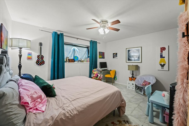 bedroom featuring ceiling fan