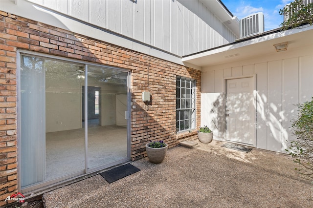 doorway to property with a patio