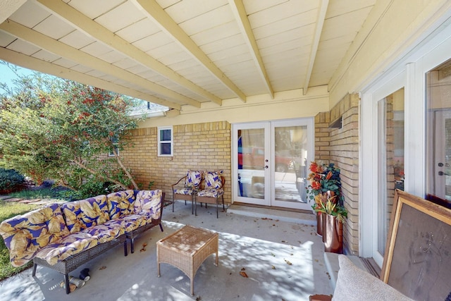 view of patio featuring french doors and an outdoor hangout area