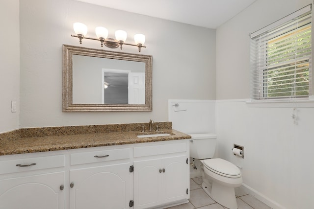 bathroom with tile patterned floors, vanity, and toilet