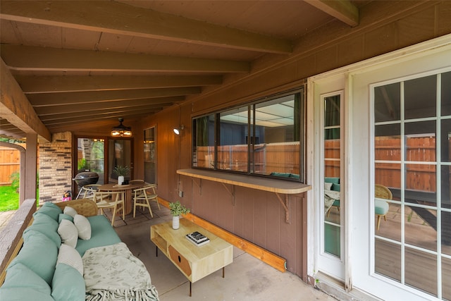 view of patio / terrace with an outdoor hangout area and a grill