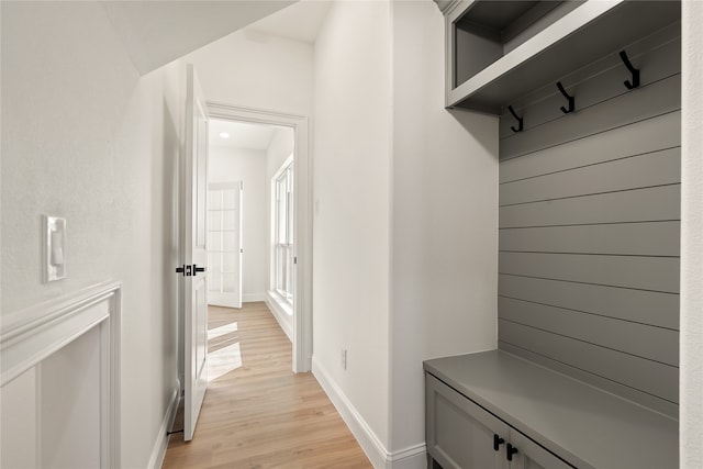 mudroom featuring light hardwood / wood-style floors