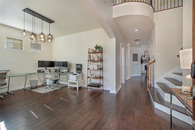 office area featuring dark hardwood / wood-style flooring