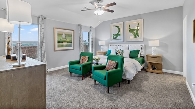 bedroom with carpet flooring and ceiling fan