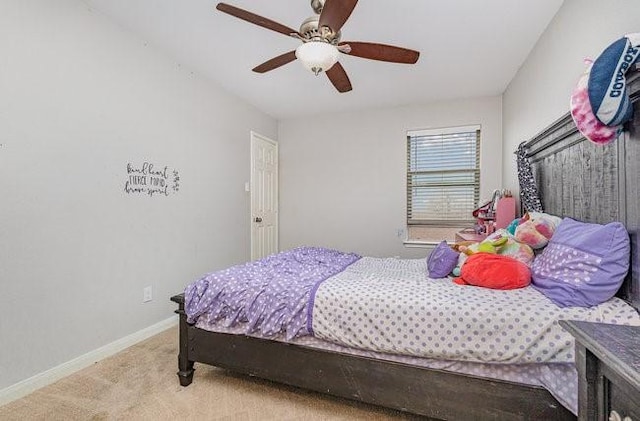 bedroom with carpet flooring and ceiling fan