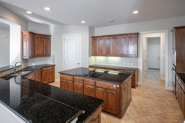 4844 Exposition Way, Fort Worth, TX 76244 - kitchen featuring a sink, decorative backsplash, a center island, recessed lighting, and appliances with stainless steel finishes