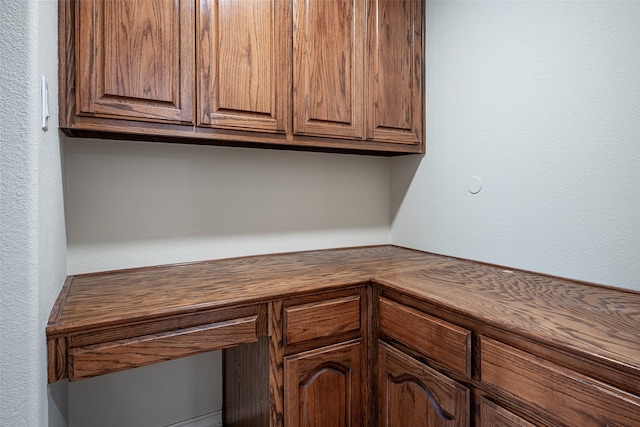 interior space with wooden counters