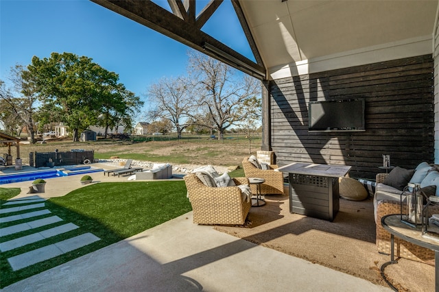 view of patio with an outdoor hangout area