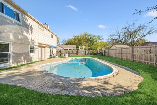 view of swimming pool with a patio area