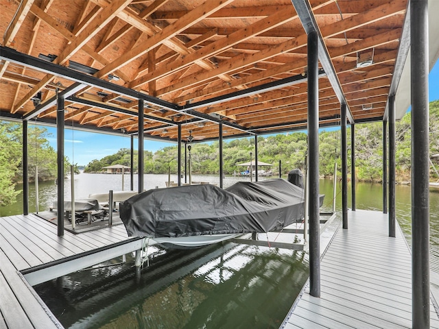 dock area featuring a water view