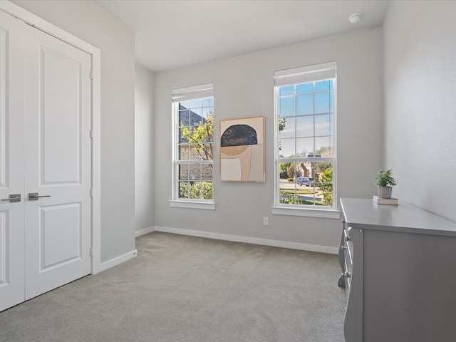 office featuring light colored carpet