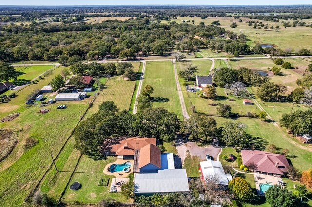 drone / aerial view with a rural view