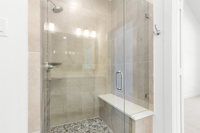 bathroom with a stall shower