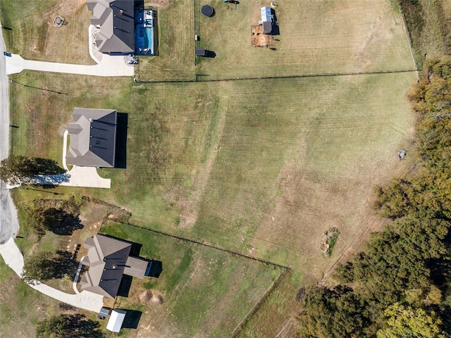 drone / aerial view with a rural view