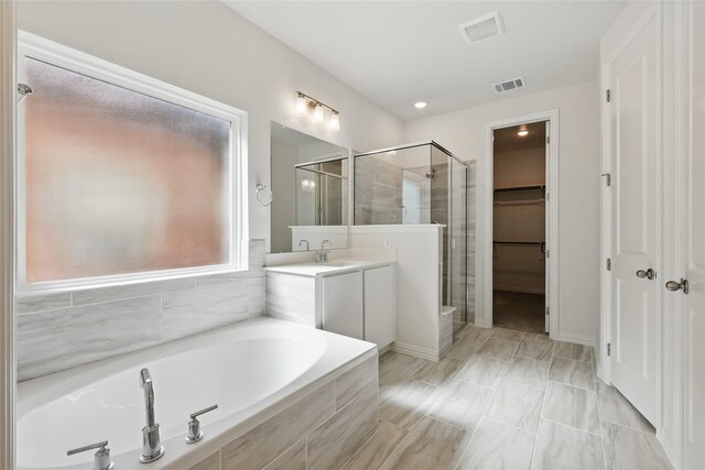 full bathroom with tile patterned floors, vanity, toilet, and shower / tub combo