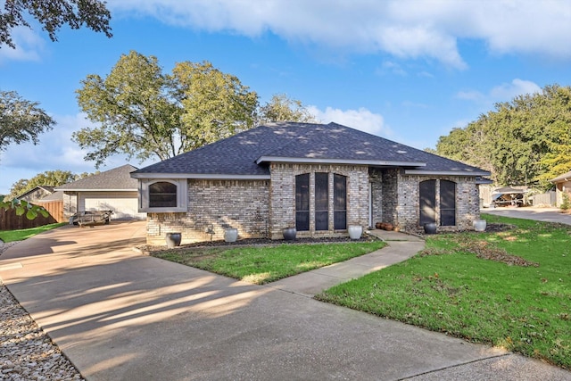 view of front of house featuring a garage and a front yard