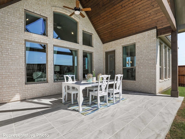 view of patio / terrace featuring ceiling fan