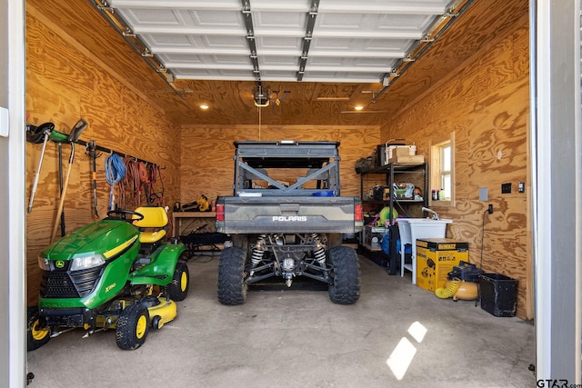 garage with a garage door opener