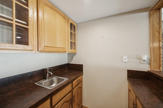 kitchen featuring sink and light brown cabinetry