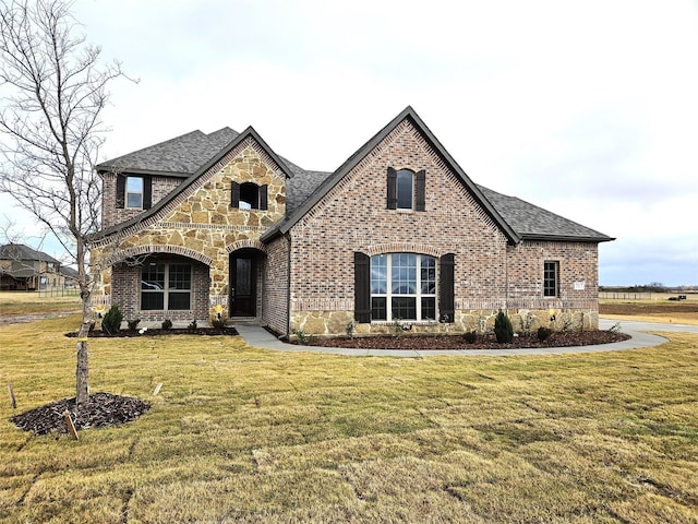 view of front of house with a front lawn