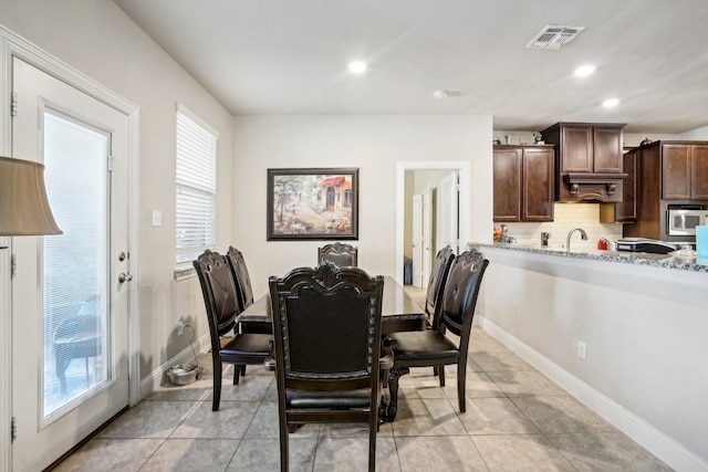 view of tiled dining room