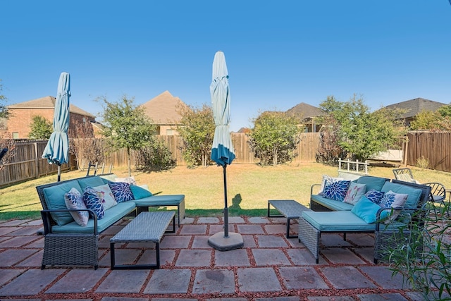 view of patio featuring outdoor lounge area