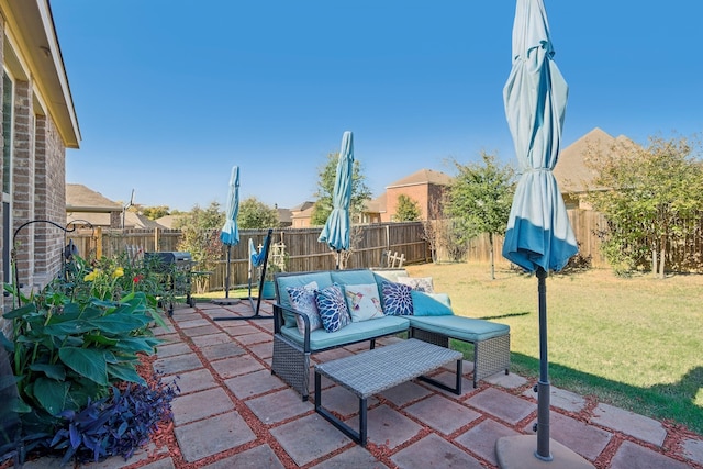 view of patio featuring outdoor lounge area