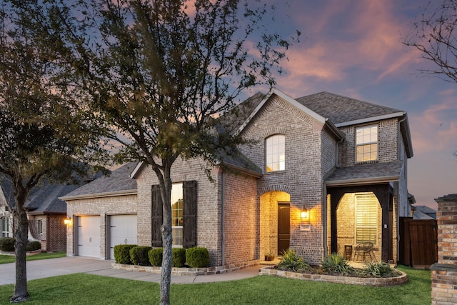 1100 Wedgewood Dr, Forney, TX 75126 - french provincial home with a garage, brick siding, driveway, and a shingled roof