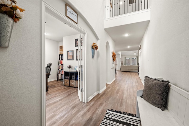 hall featuring light wood-type flooring