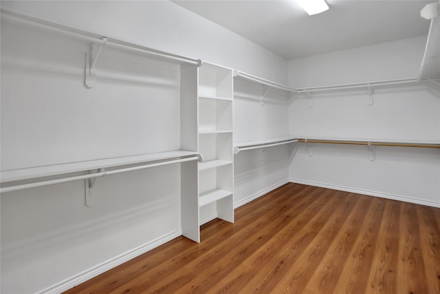 spacious closet with dark wood-style floors