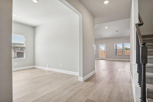 foyer with light hardwood / wood-style flooring