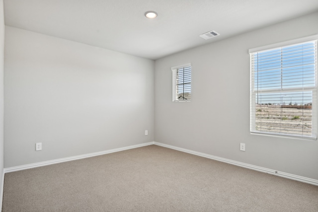 carpeted spare room featuring a wealth of natural light