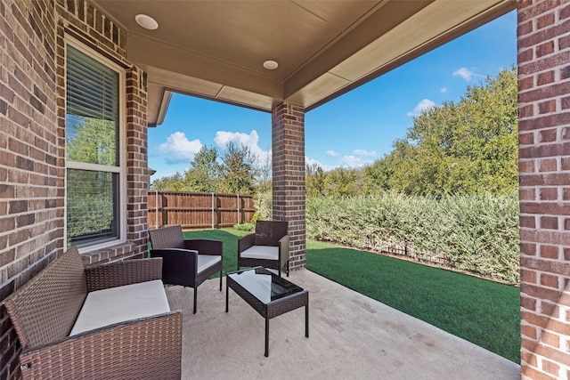 1321 Shire Dr, Aubrey, TX 76227 - view of patio with fence and an outdoor hangout area