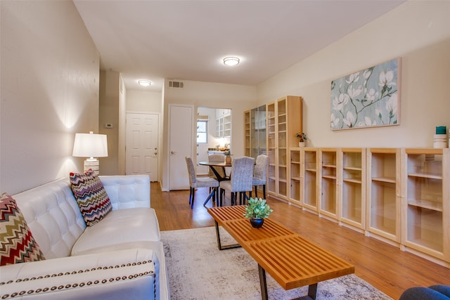 living room with hardwood / wood-style flooring