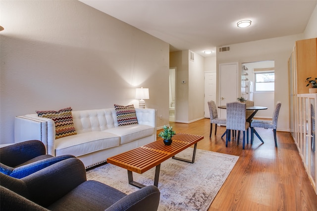 living room featuring light wood-type flooring