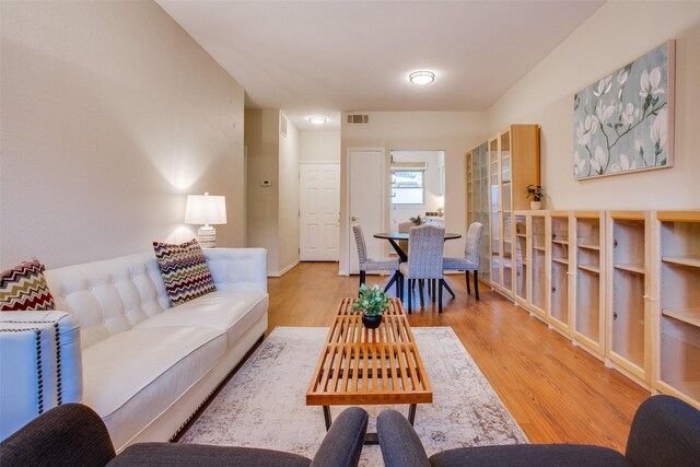 living room with light wood-type flooring