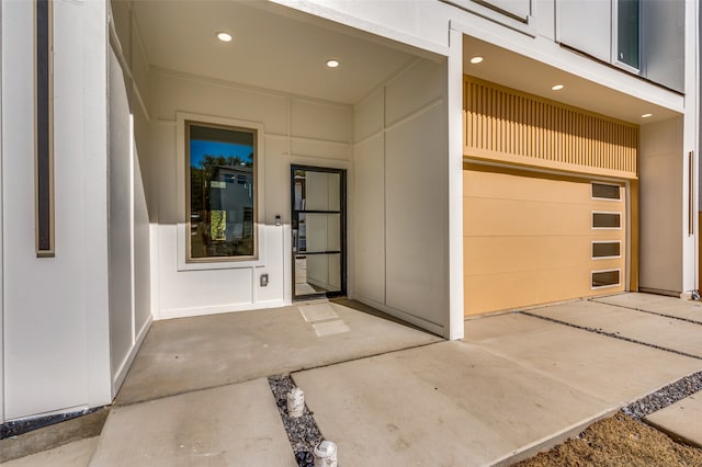 entrance to property with a garage