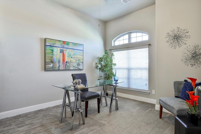 view of carpeted office space